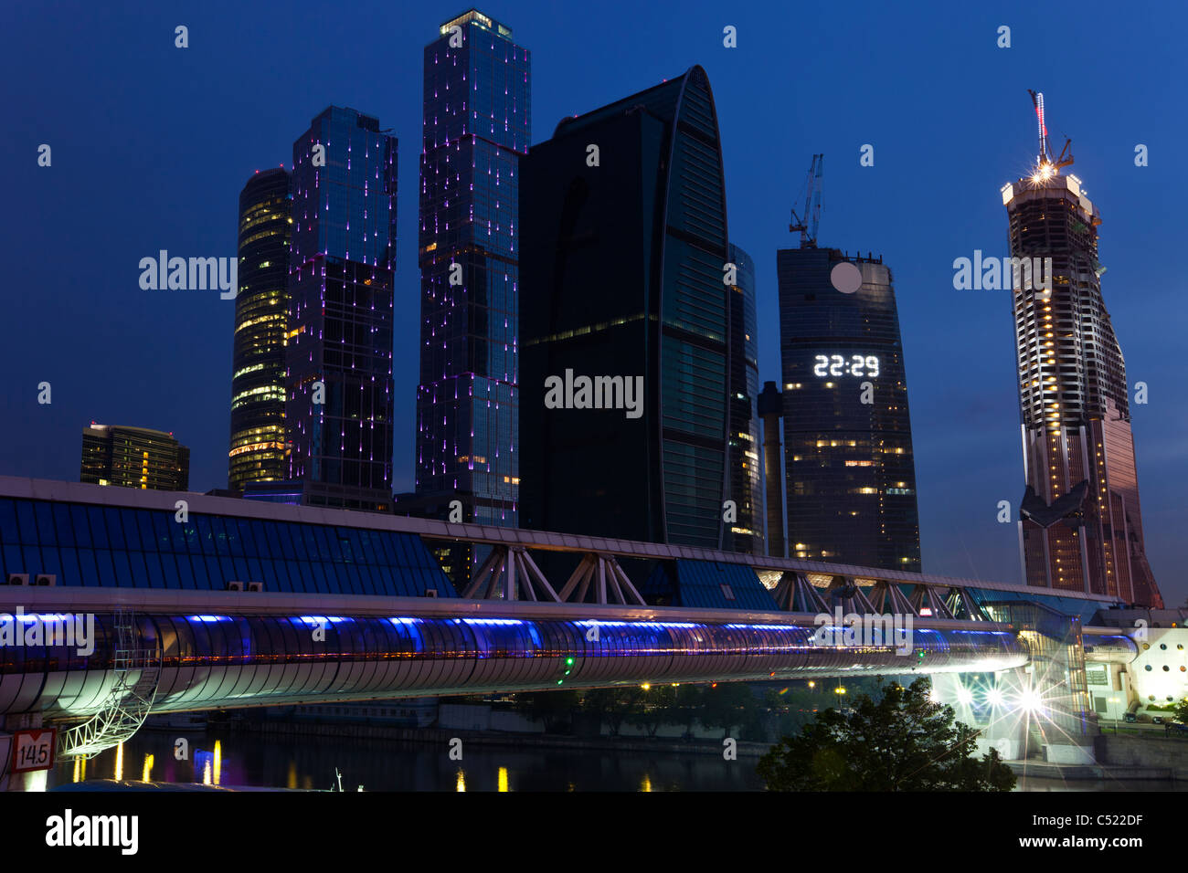 Skyscrapers in the night city. Stock Photo