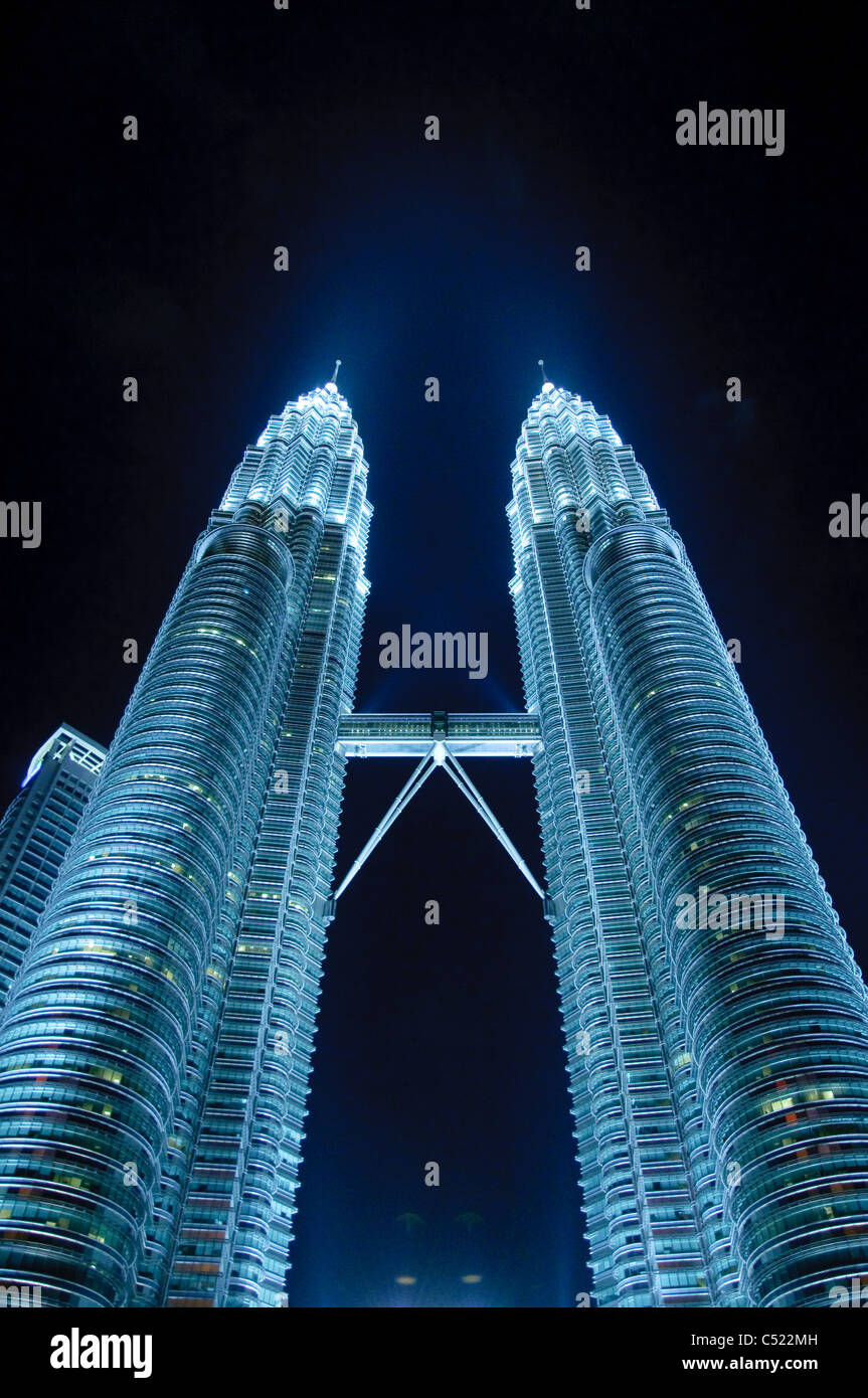 Petronas Twin Towers illuminated at night, Kuala Lumpur, Malaysia, Southeast Asia, Asia Stock Photo