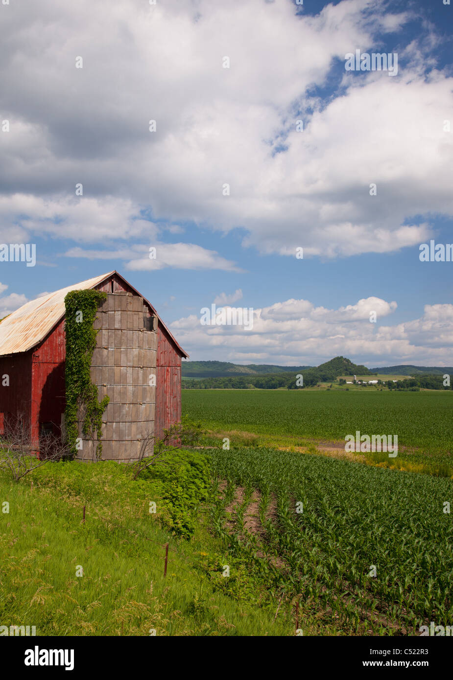 rural scene along the Driftless Area Scenic Byway, Allamakee County, Iowa Stock Photo