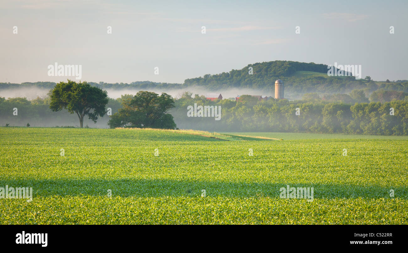 rural scene along the River Bluffs Scenic Byway, Fayette County, Iowa Stock Photo