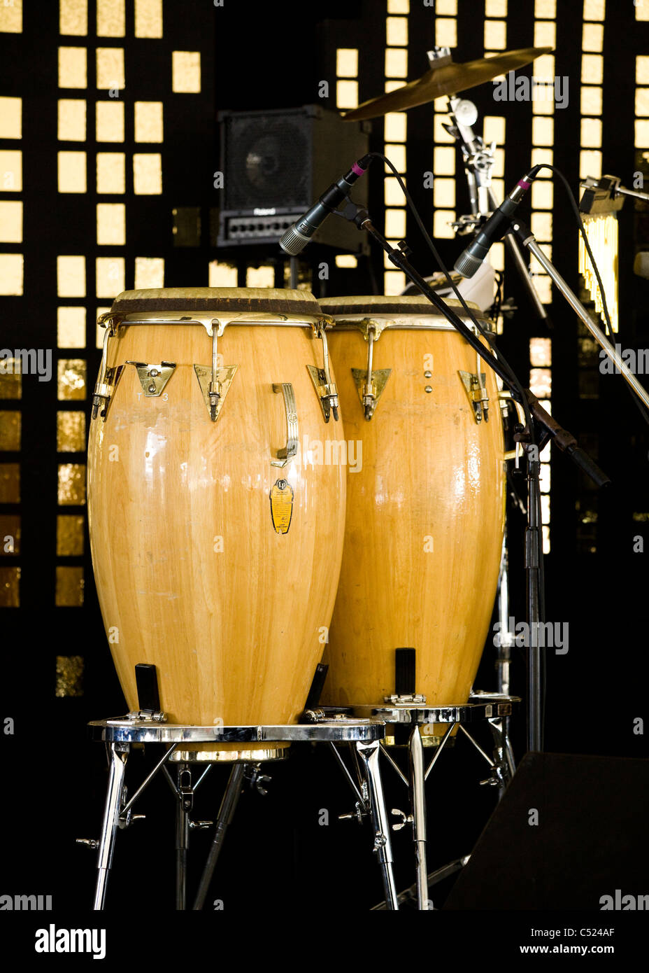 Conga drums on stage Stock Photo