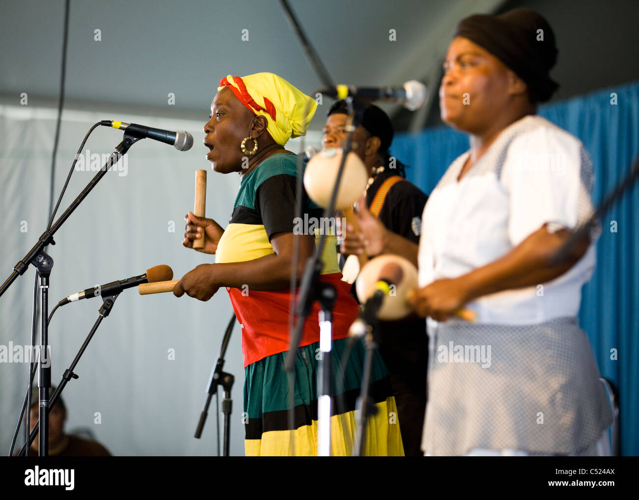 A Garifuna music performers on stage Stock Photo