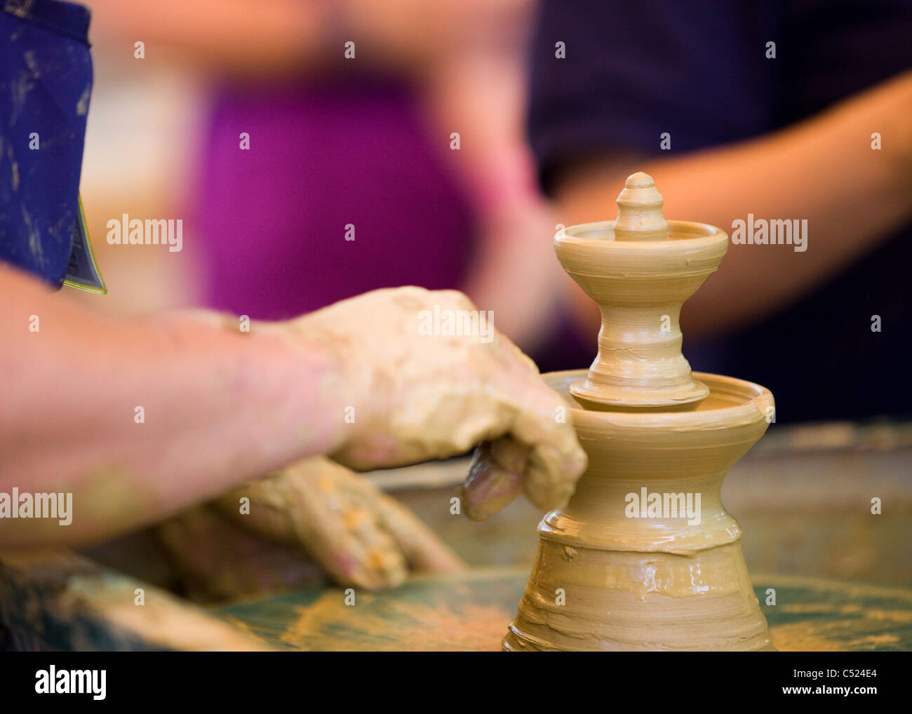 Closeup of pottery on turning wheel Stock Photo Alamy