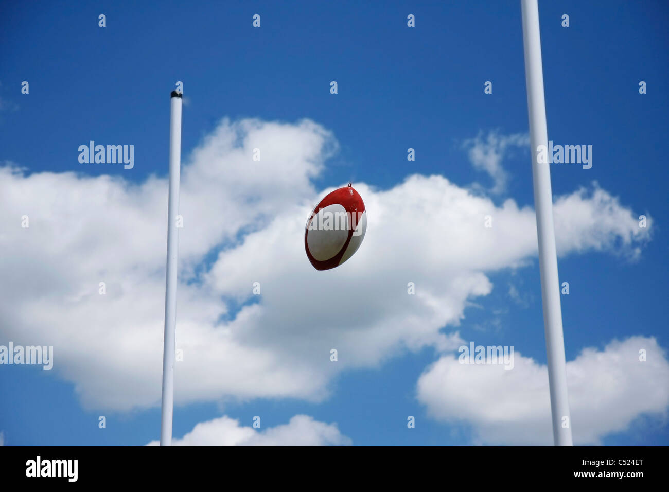 Rugby Ball Going through goal Stock Photo Alamy