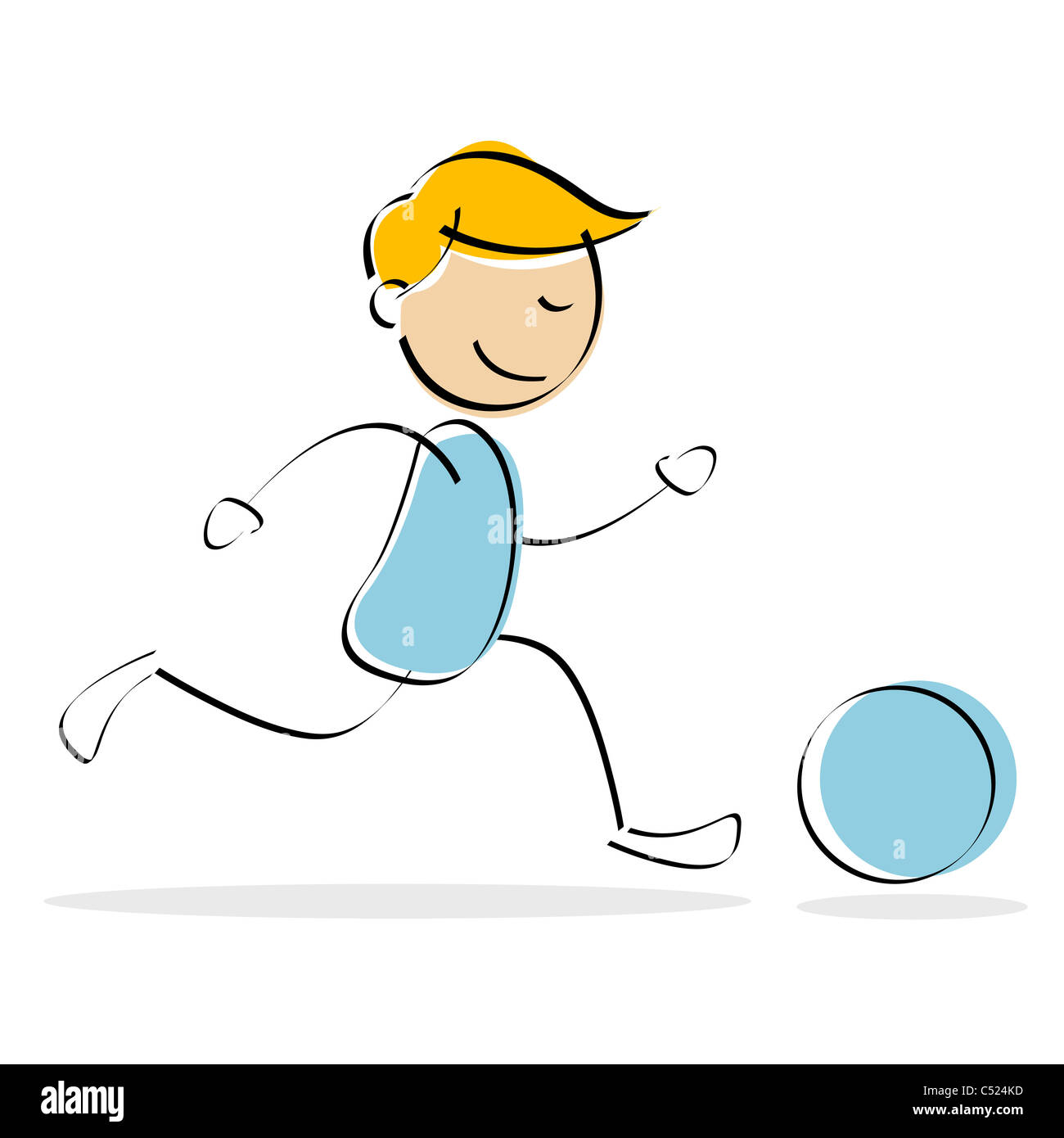 illustration of vector boy playing soccer against white isolated background Stock Photo