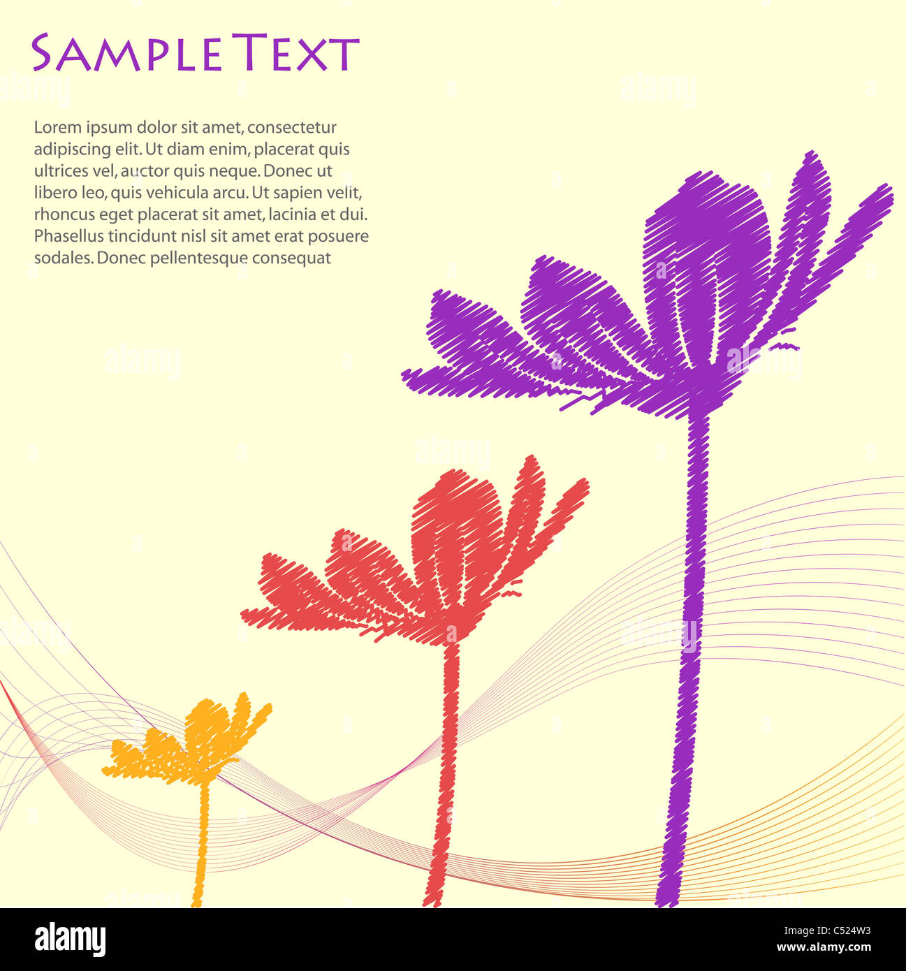 illustration of vector flowers on abstract background Stock Photo - Alamy