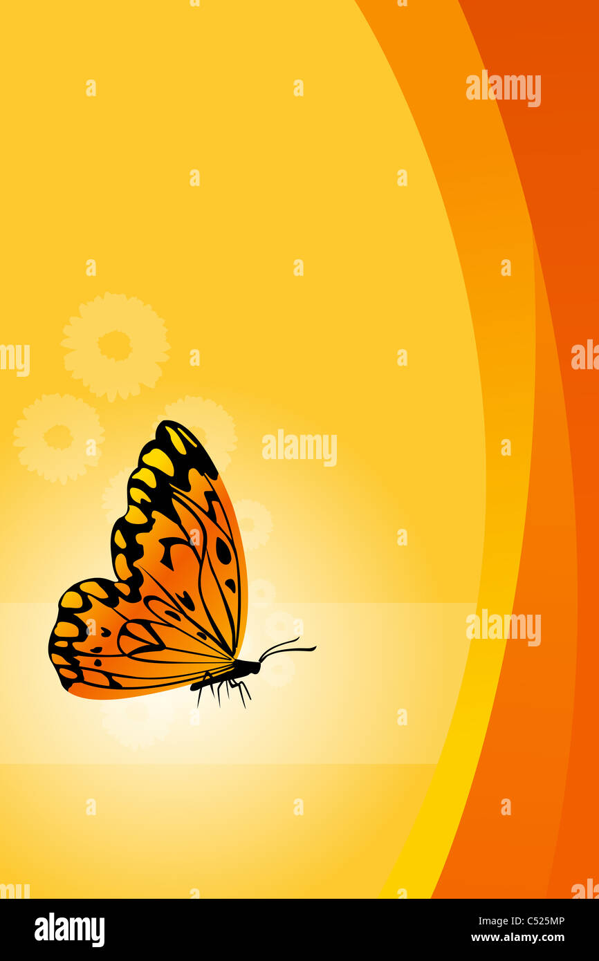 illustration of vector floral background with butterfly Stock Photo - Alamy