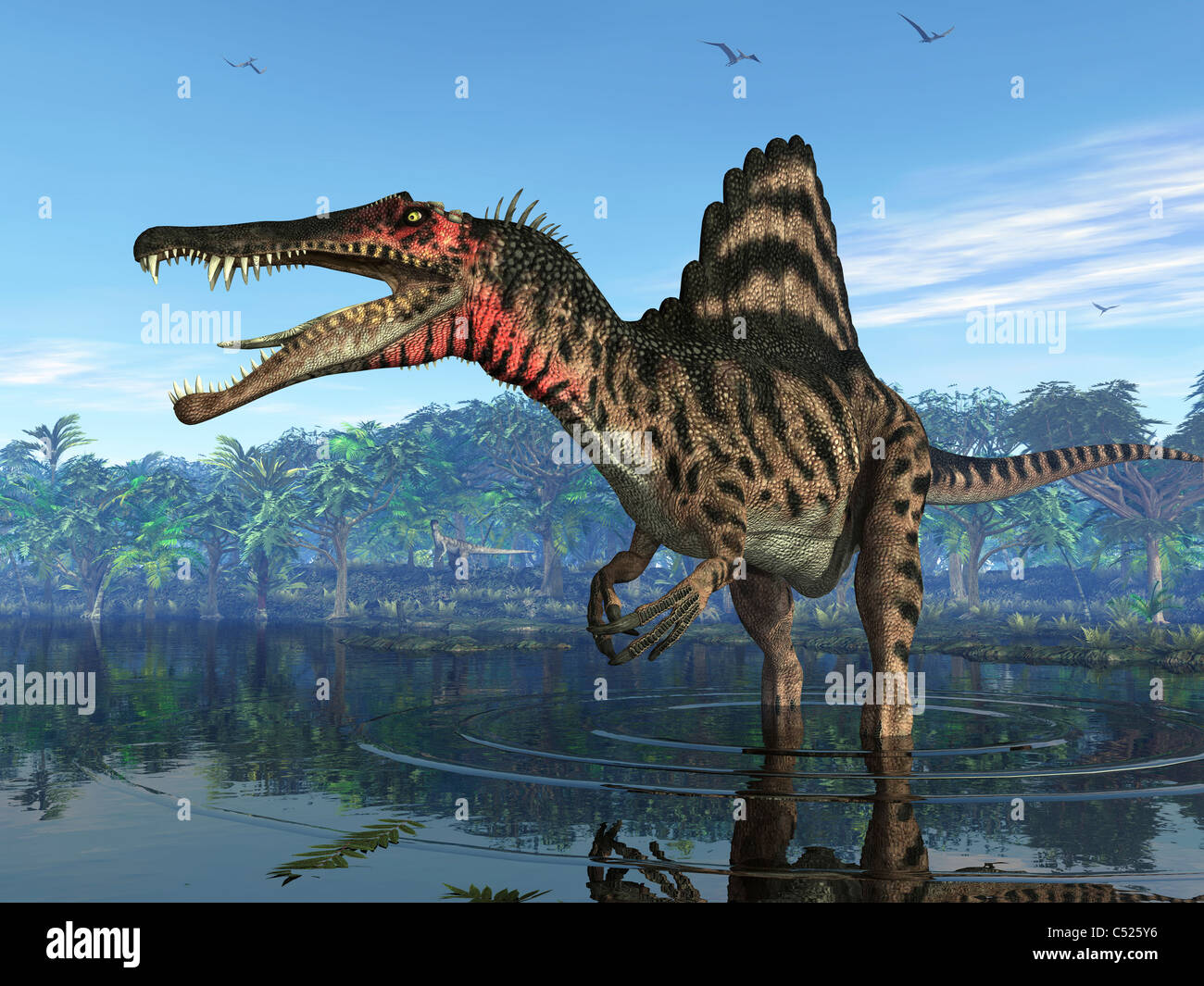 A Spinosaurus Searches For Its Next Meal Stock Photo Alamy