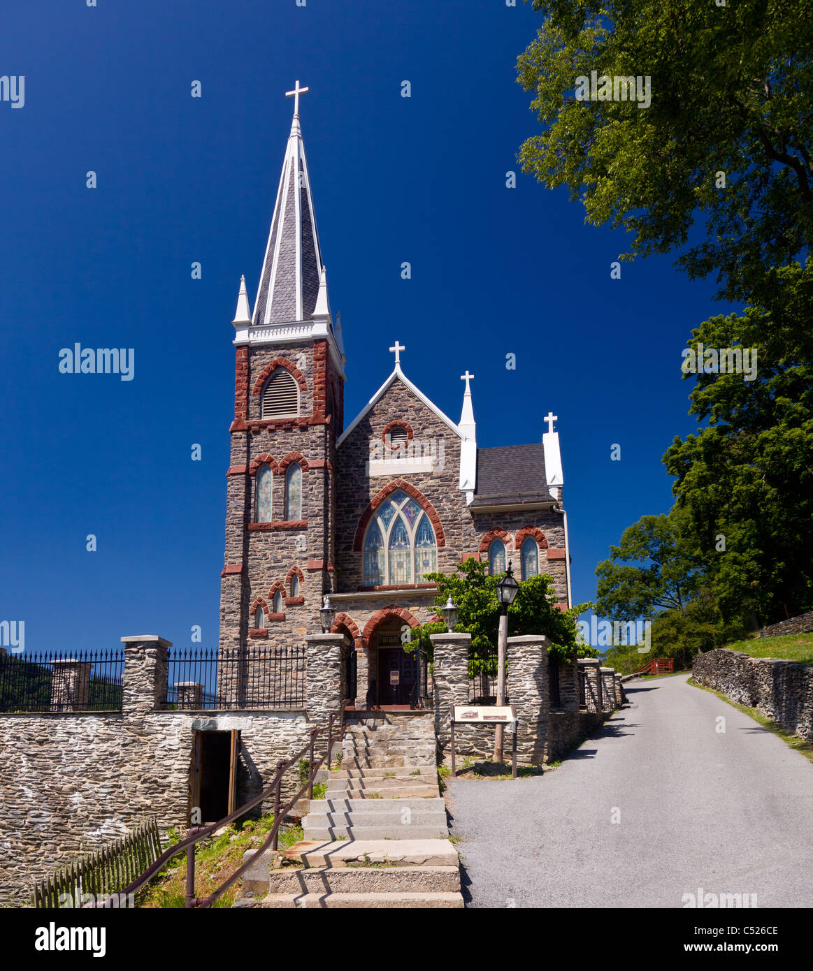 Church in the historic Civil War town of Harpers Ferry, Jefferson County, West Virginia, USA Stock Photo