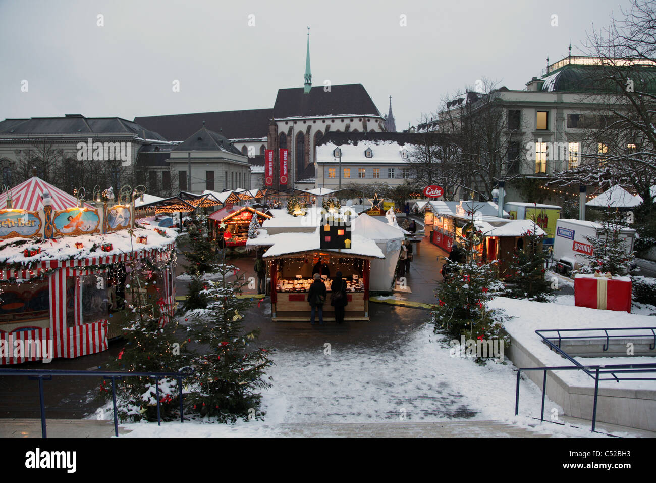 Christmas market in Klostergasse, Basel Stock Photo