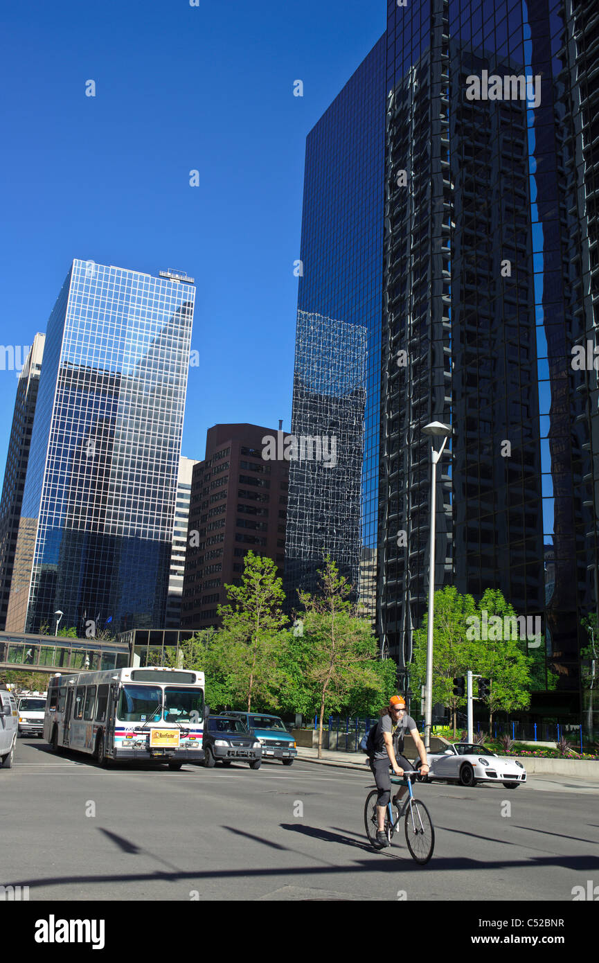 Bicycle travel in downtown Calgary Stock Photo Alamy