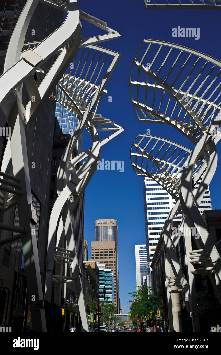 Windbreak sculptures in downtown calgary hires stock photography and