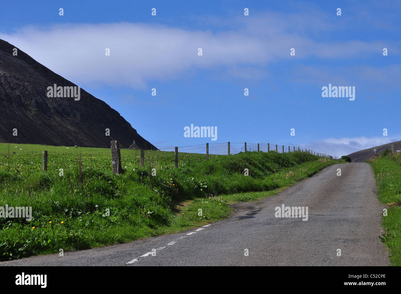 The Ward Hill and rural road, the Island of Hoy, Orkney, Scotland. Stock Photo