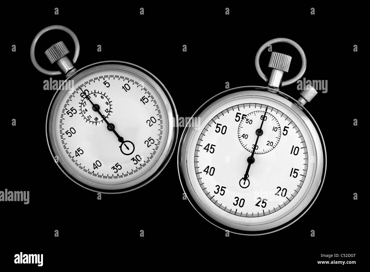 Two stopwatch on black.The device for time gauging Stock Photo Alamy