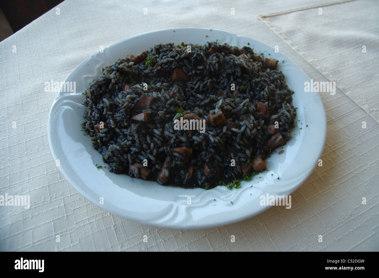 Risotto Nero the black seafood risotto Split Dalmatia Croatia Europe