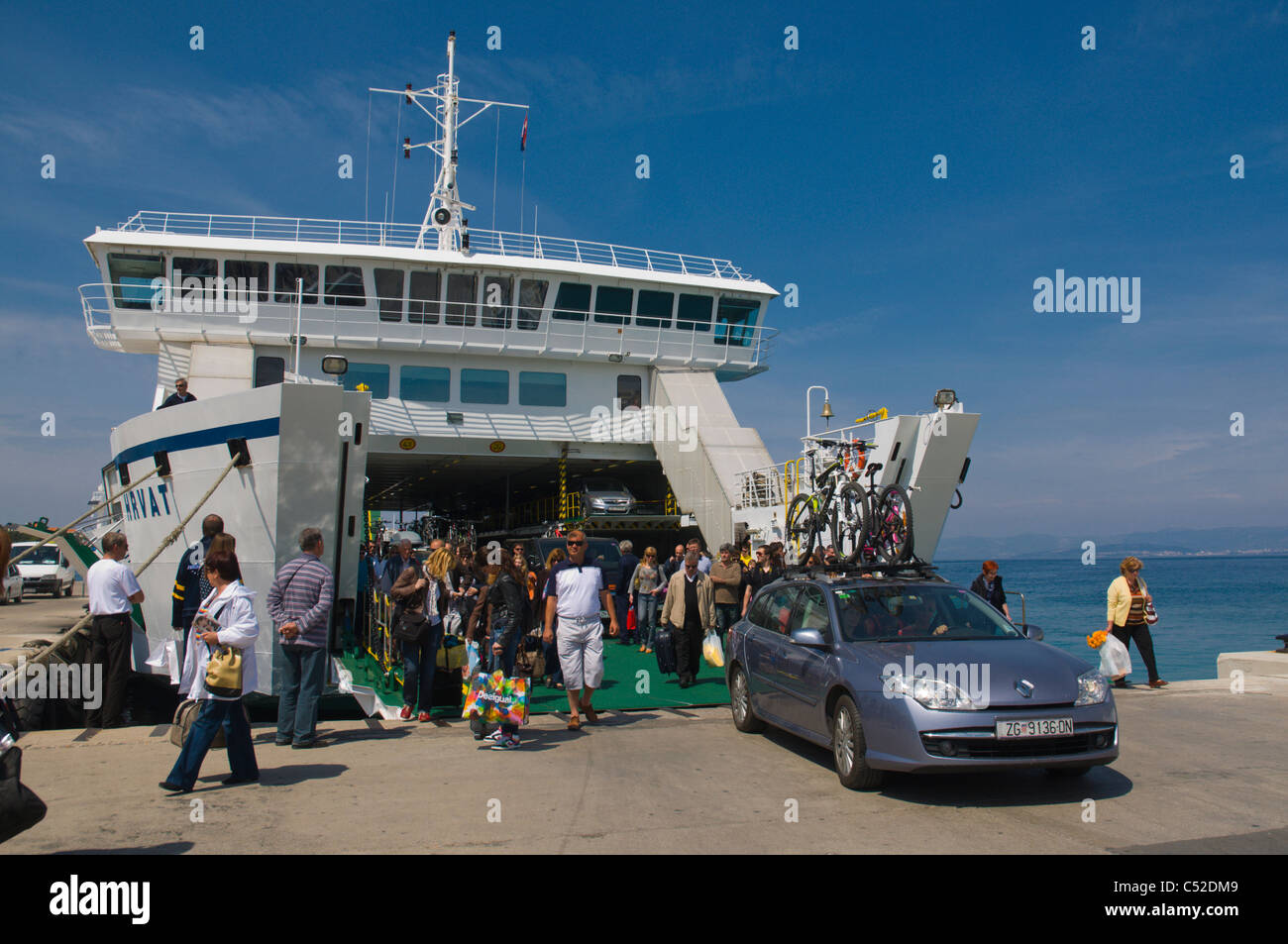 Ferry unloading at port of Supetar on island of Brac in Dalmatia Croatia  Europe Stock Photo - Alamy