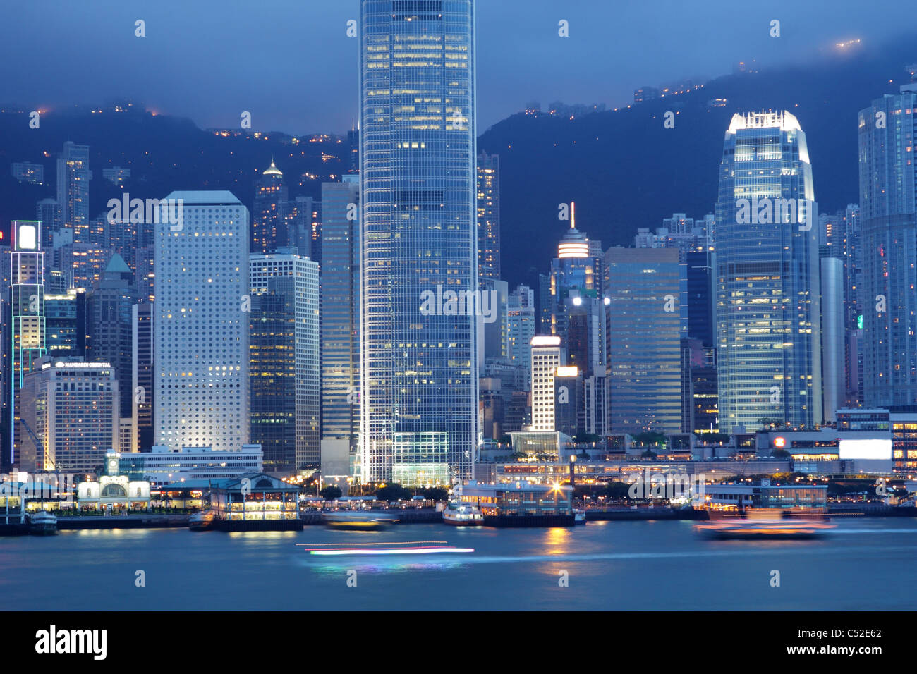 Hong Kong at night and modern buildings Stock Photo - Alamy