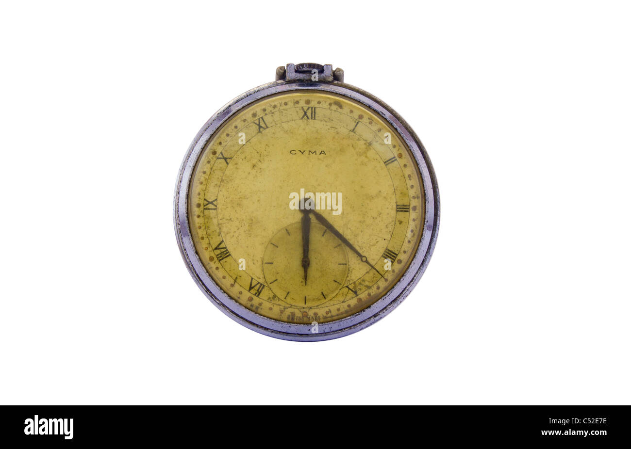 Old clock isolated on white Stock Photo - Alamy
