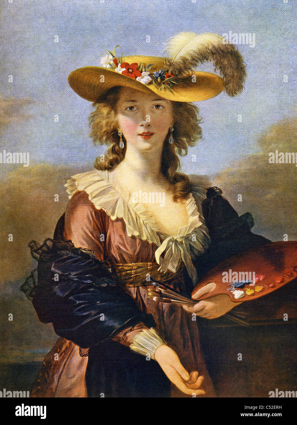 The painting, titled 'Portrait of the Artist,' is a self portrait by French painter Madame Elisabeth Louise Vigee Le Brun. Stock Photo