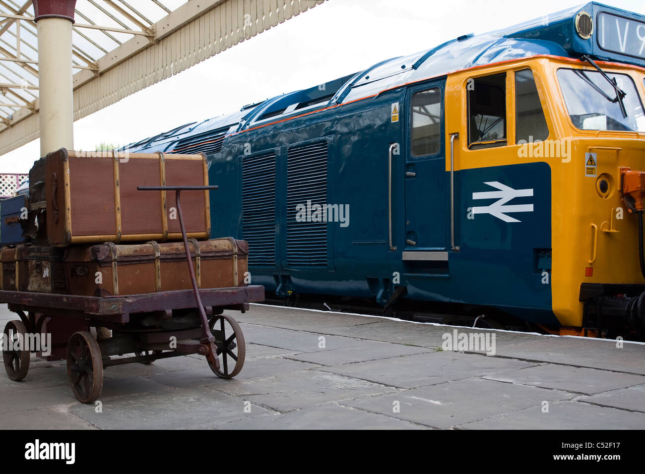 Luggage and Trains at the ELR East Lancashire Railway Heritage Trust Gala Weekend July, 2011 Stock Photo