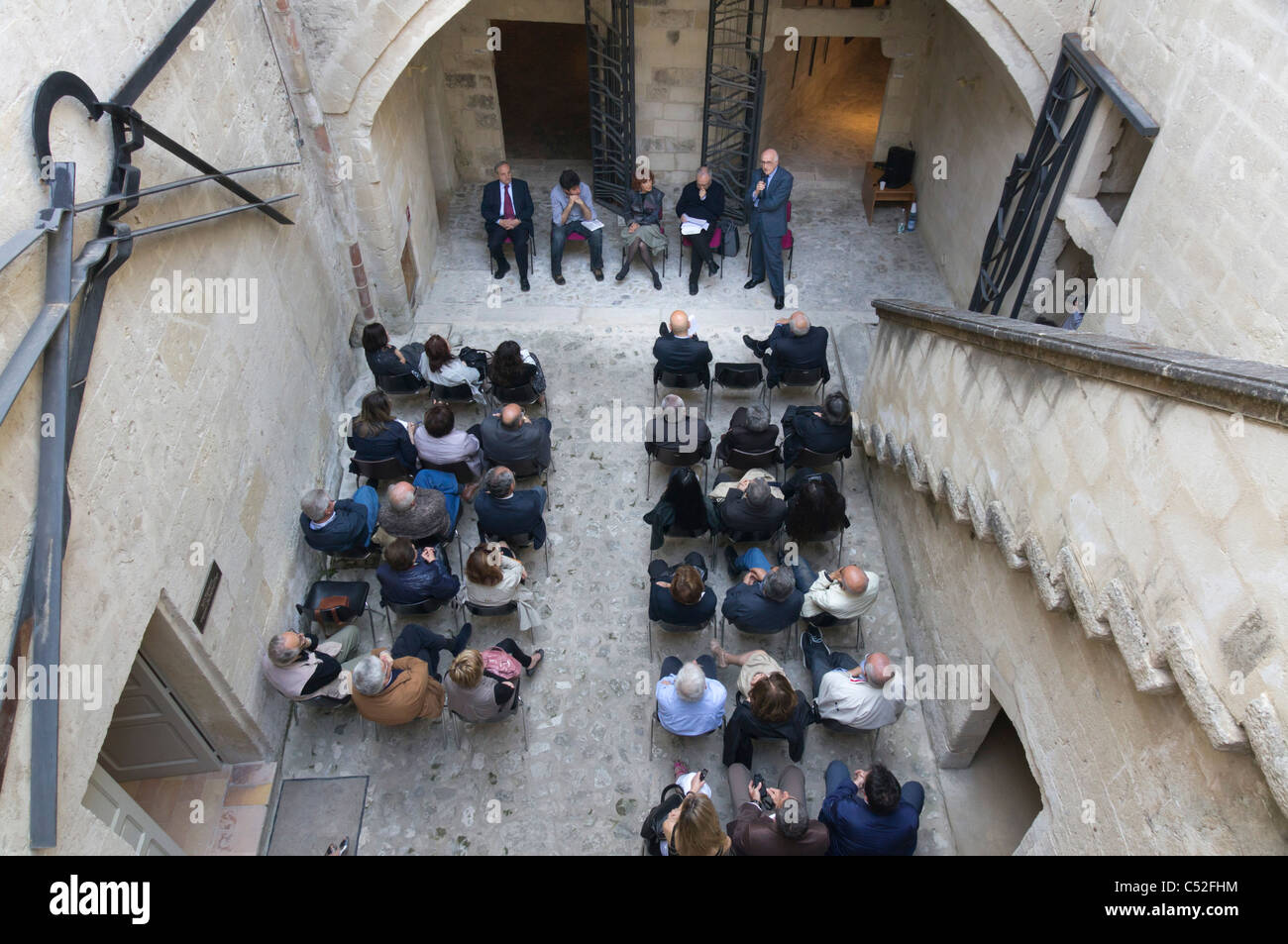 MUSMA art gallery housed in caves of the UNESCO site, the Sasso Caveoso of Matera. A symposium for art experts Stock Photo