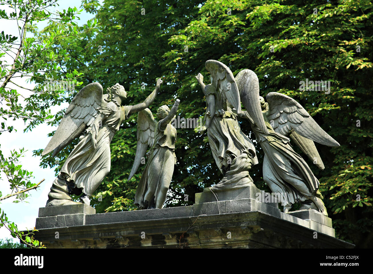 Mausoleum with Angels at Kensal Green cemetery, London, England Stock Photo
