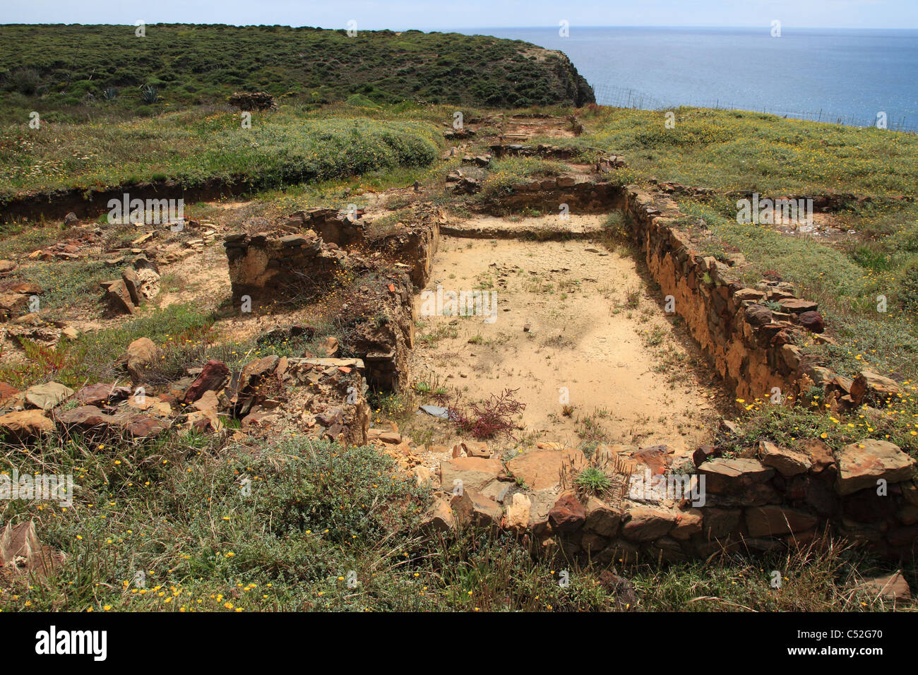 Archeological site Ponta da Atalaia Vale da Telha West Coast of Portugal Stock Photo