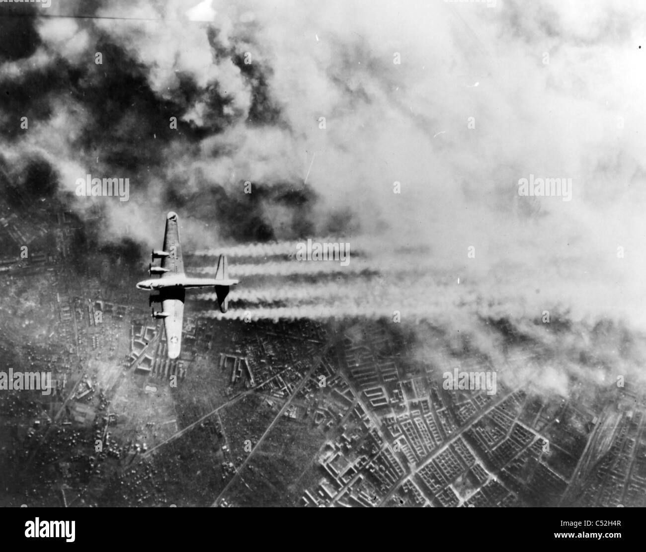 B-17 bomber flying over germany during WWII Stock Photo