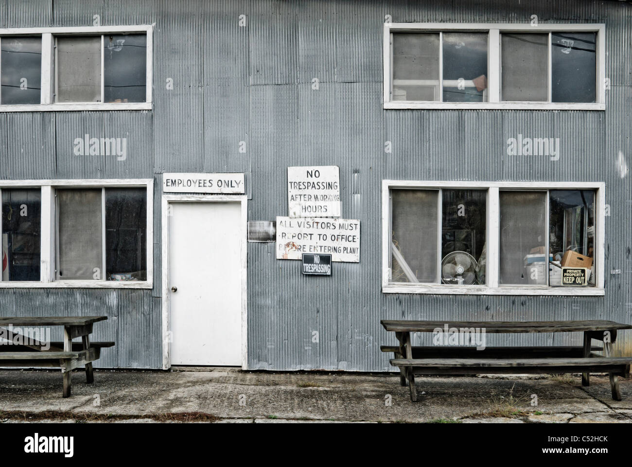 Abandoned steel office cabin, Bryson City, North Carolina, USA Stock Photo