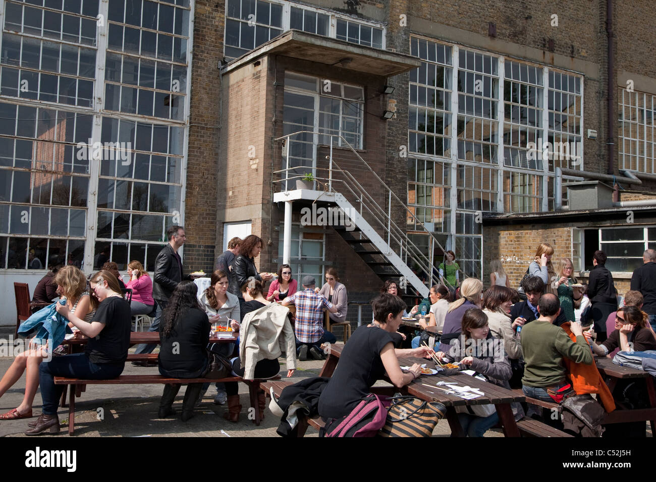 People Drinking in Bar at the Sunday Up Market, Old Truman Brewery
