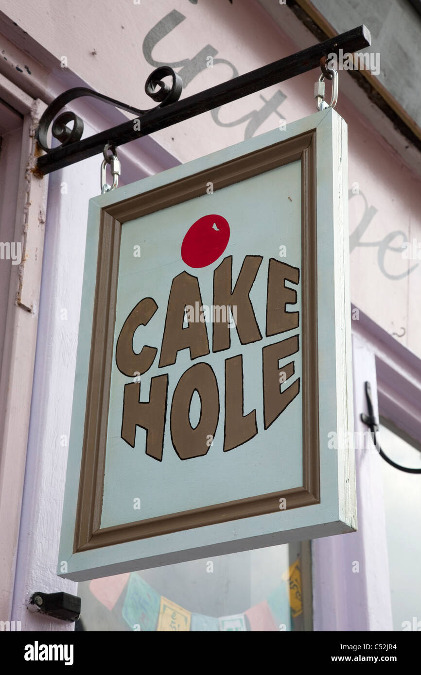 Cake Hole Cafe Sign on Columbia Road, London Stock Photo Alamy