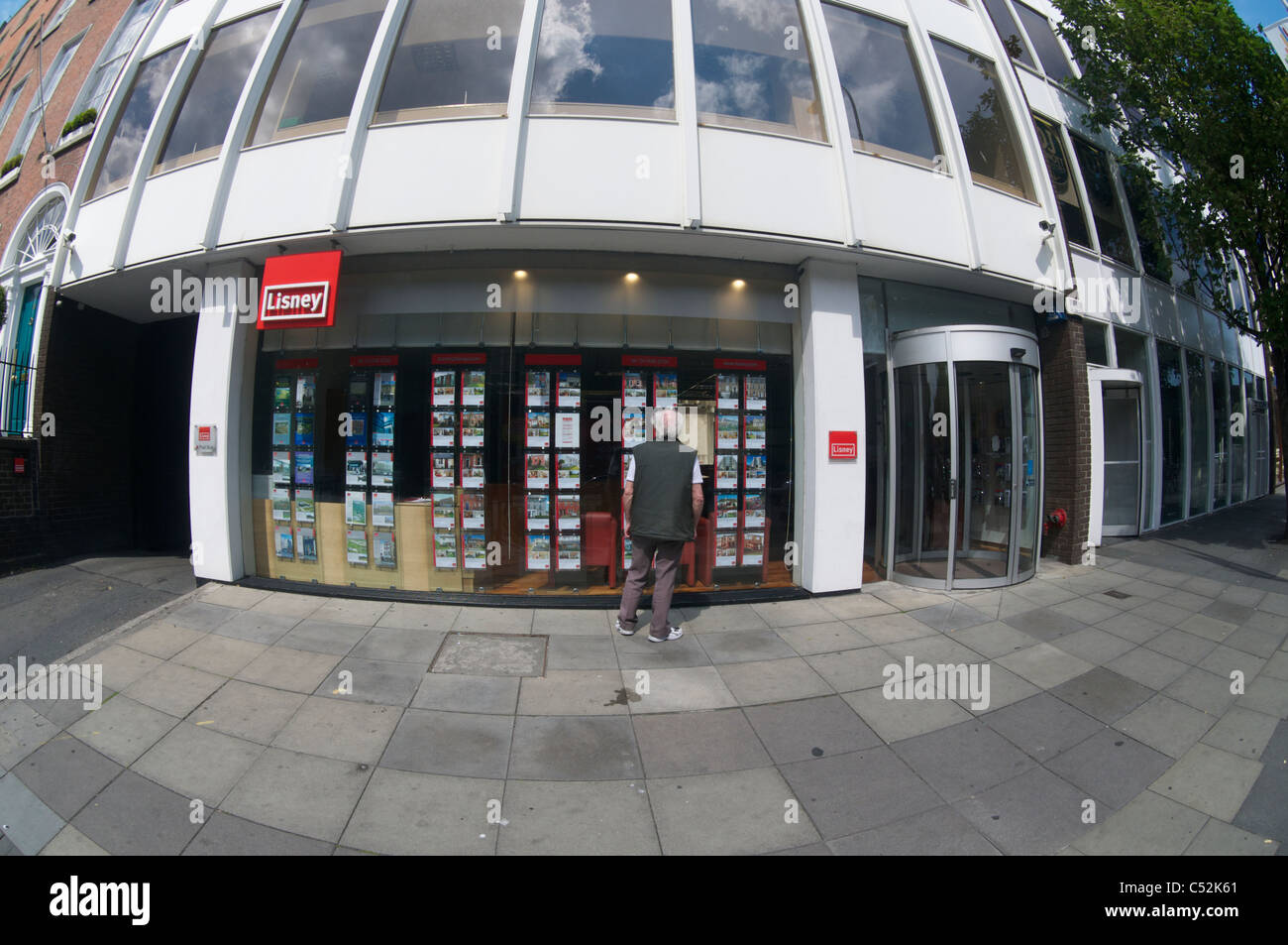 Dublin estate agents window Stock Photo