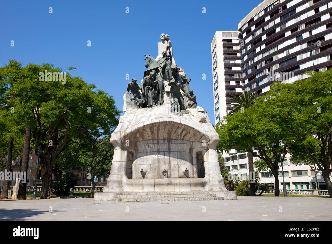 Barcelona Spain city park, Bartomeu Robert Memorial. Don Despain Stock Photo