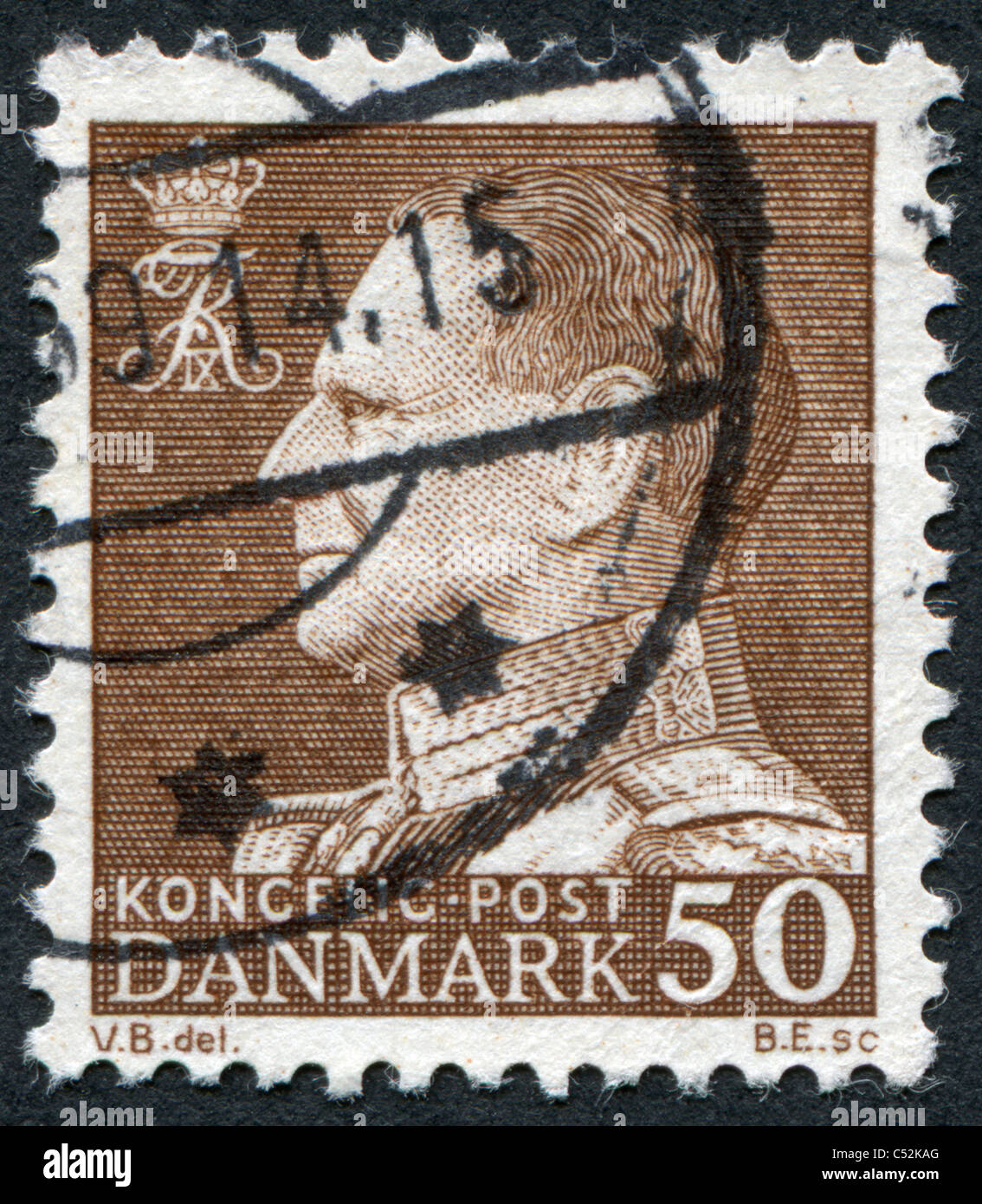 DENMARK 1967: A stamp printed in the Denmark, depicts King Frederick IX Stock Photo