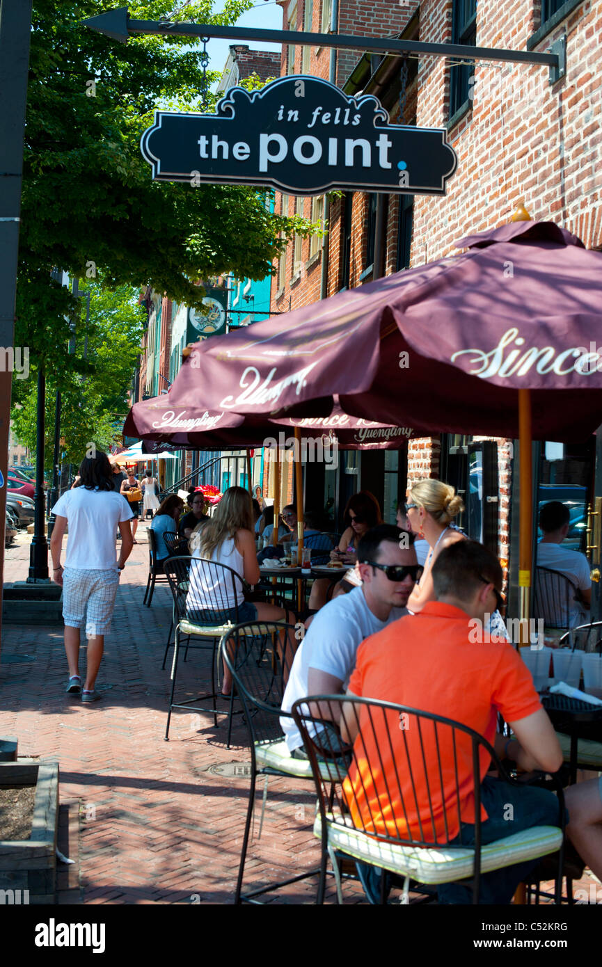 USA Maryland MD Baltimore Fells Point dining outdoors Stock Photo