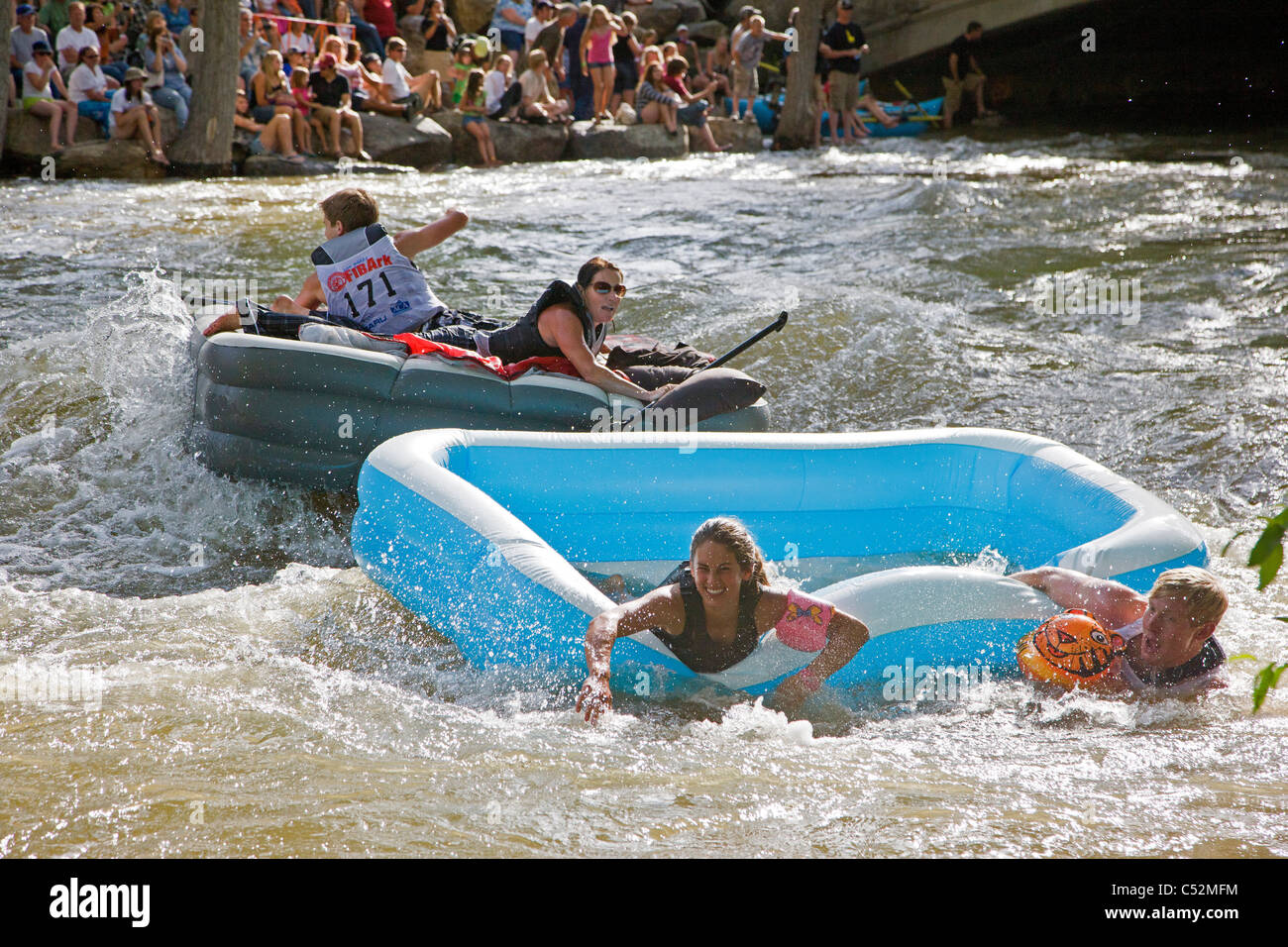 Competitors in the annual Fibark Hooligan Race float ...