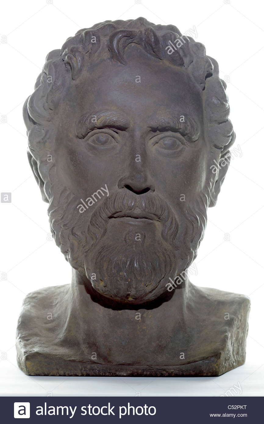 ornamental bust of Aristotle (384 B.C. -322 B.C.) Greek philosopher
