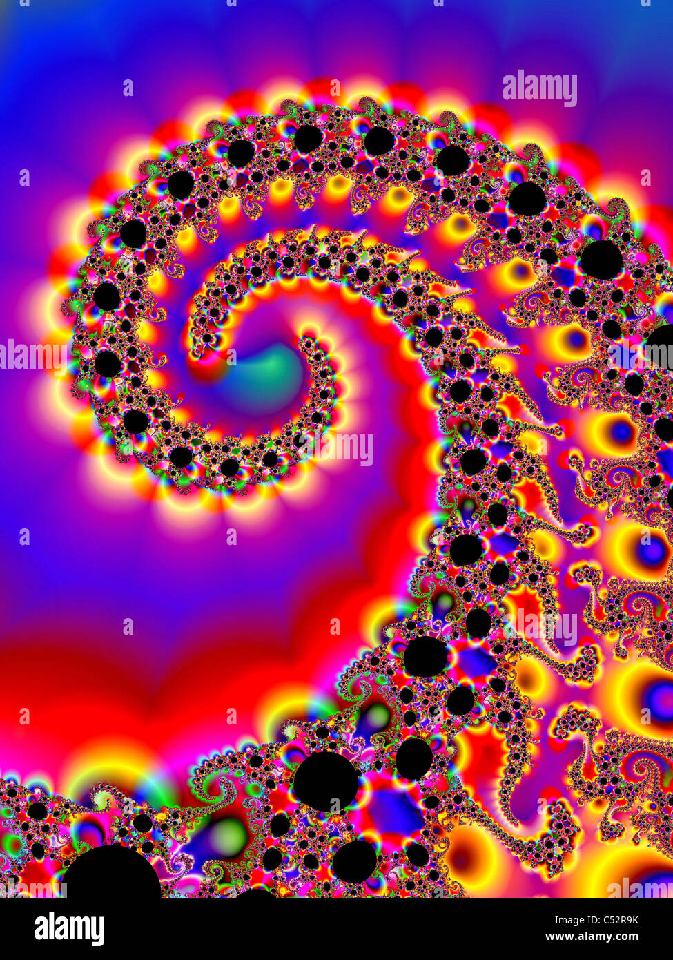 A Colourful Spiral Fractal Generated Using The ChaosPro Computed Program Stock Photo