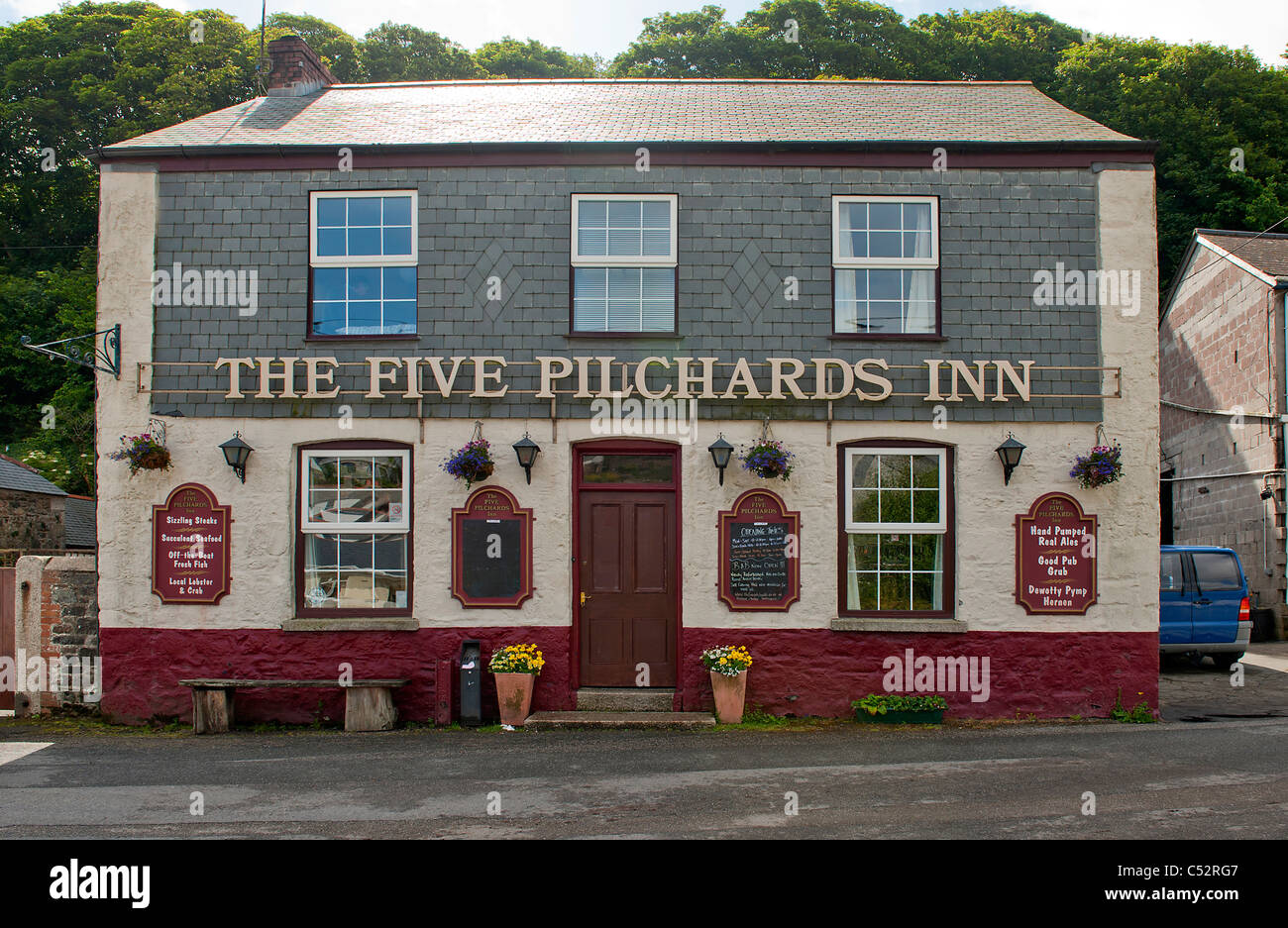 The Five Pilchards Inn, Porthallow, St. Keverne, Cornwall, England Stock Photo