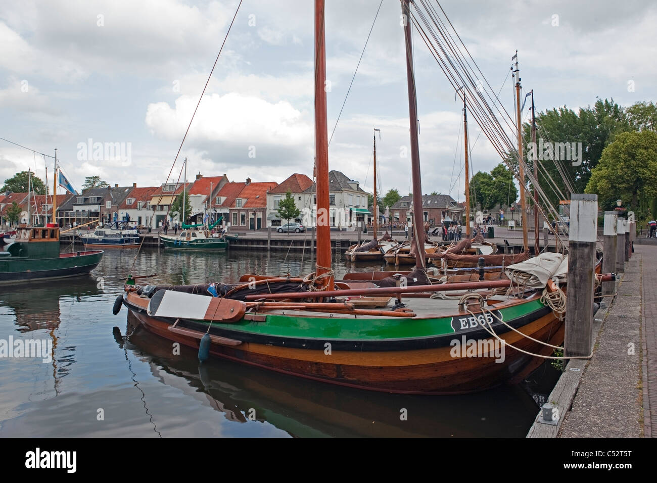 Old Dutch Fishing Boats in Elburg Harbour Stock Photo