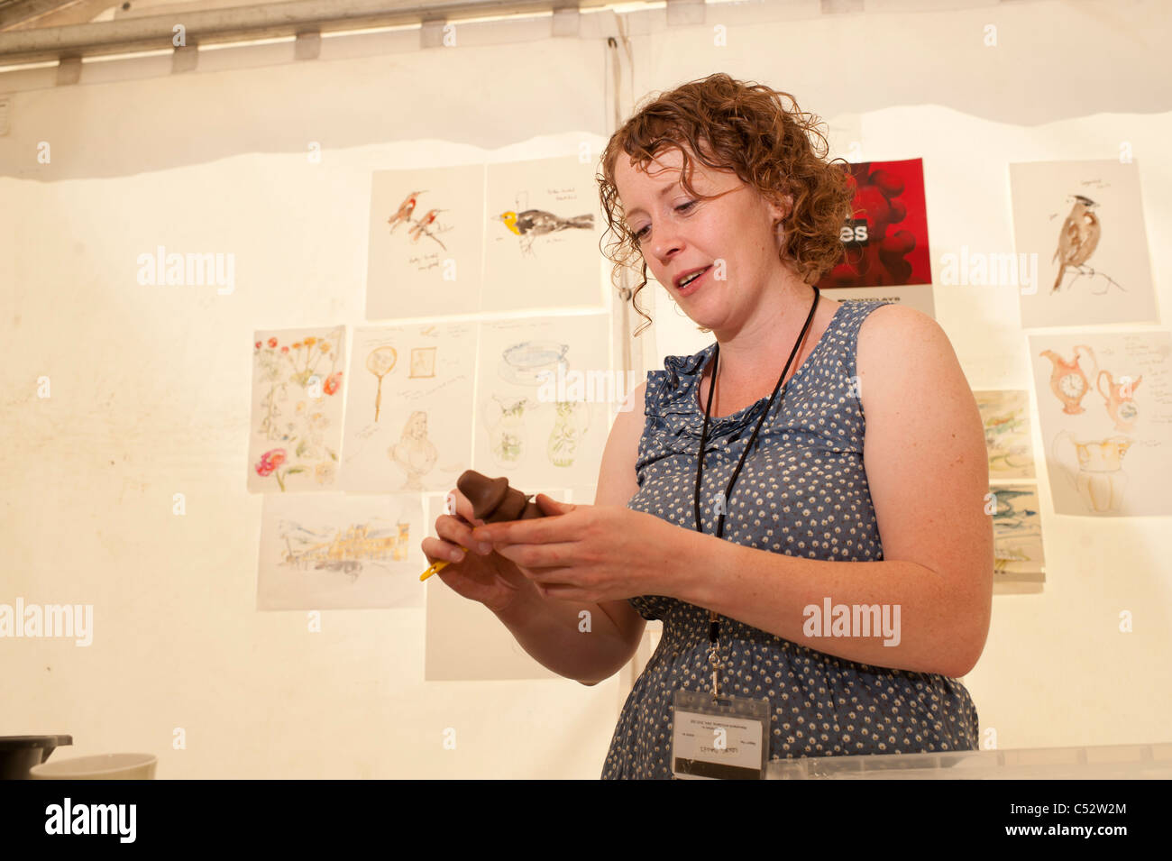 welsh ceramics maker LOWRI DAVIES, demonstrating her technique at the
