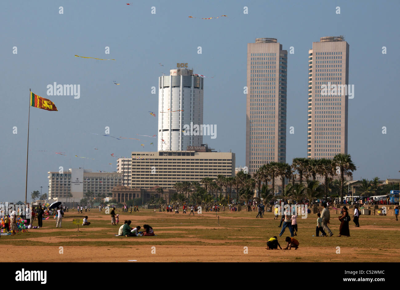 Kite fliers Galle Face Green Colombo Sri Lanka Stock Photo