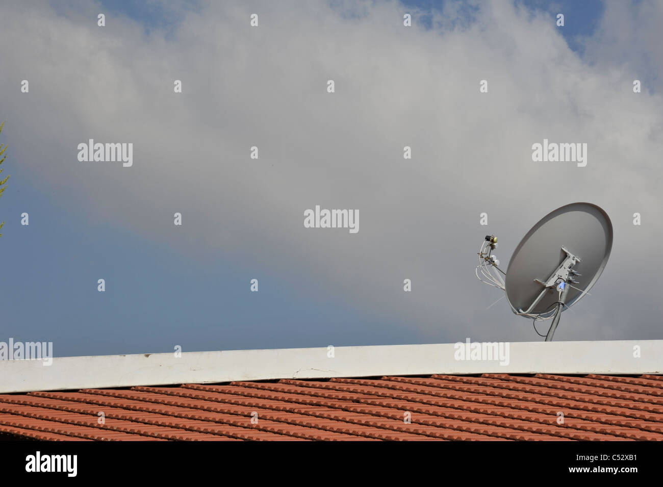tiled roof with antenna Stock Photo