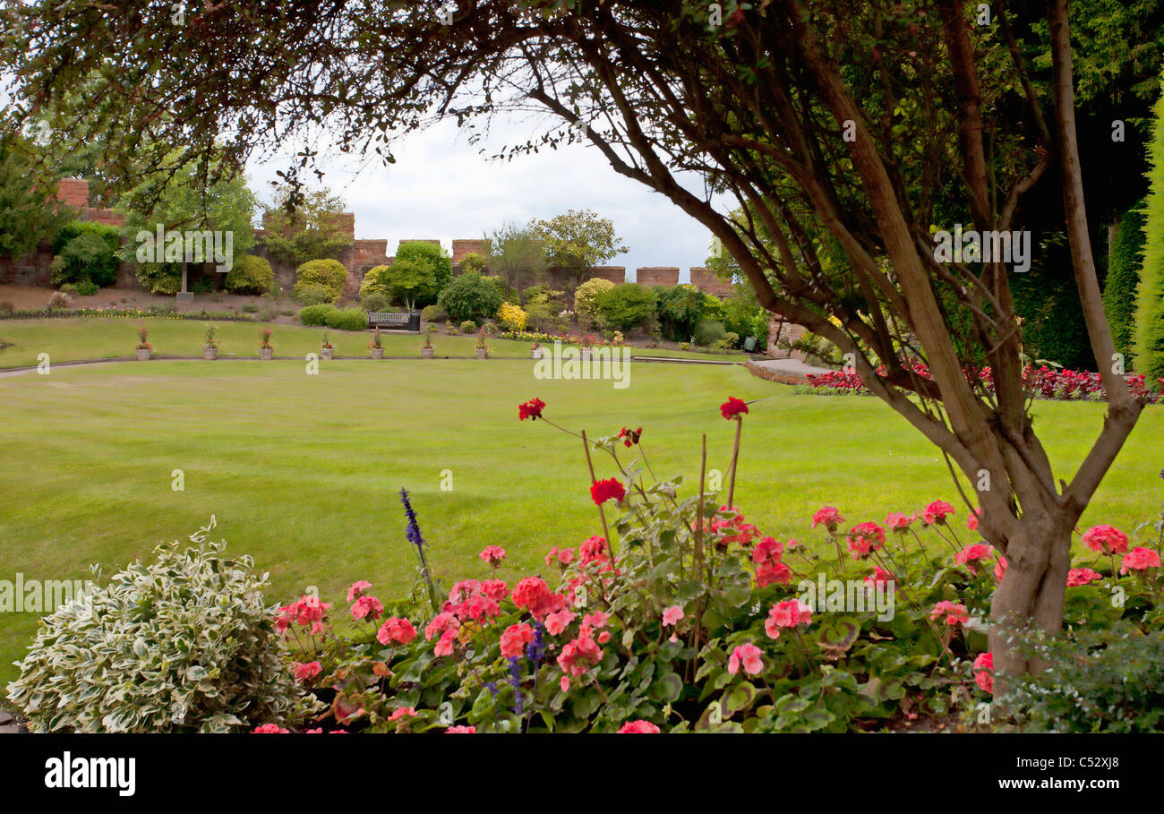 Surrounding lawns and gardens of Shrewsbury Castle. Stock Photo