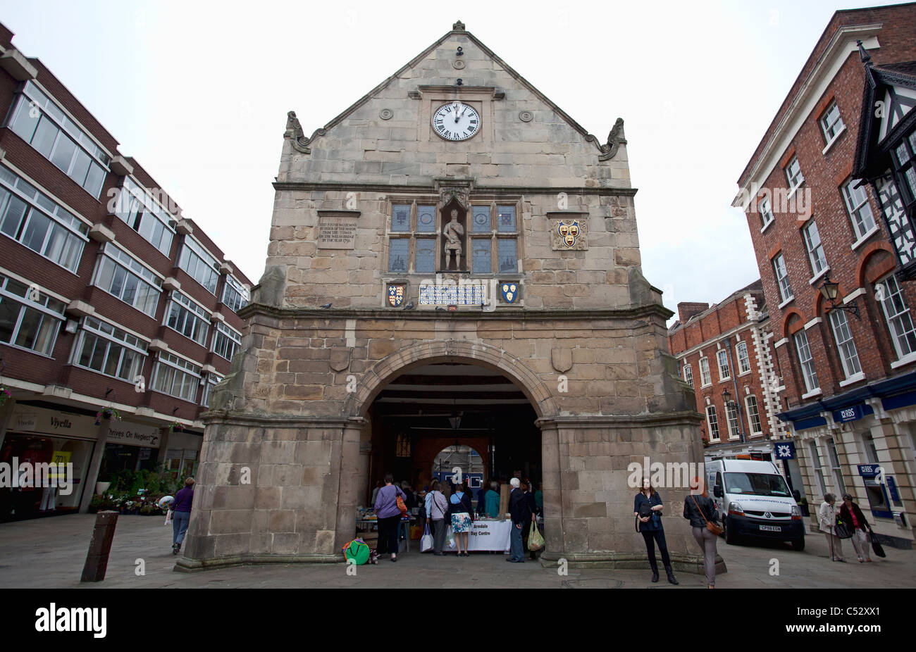 The Square and the Old Market Hall, Shrewsbury Stock Photo - Alamy