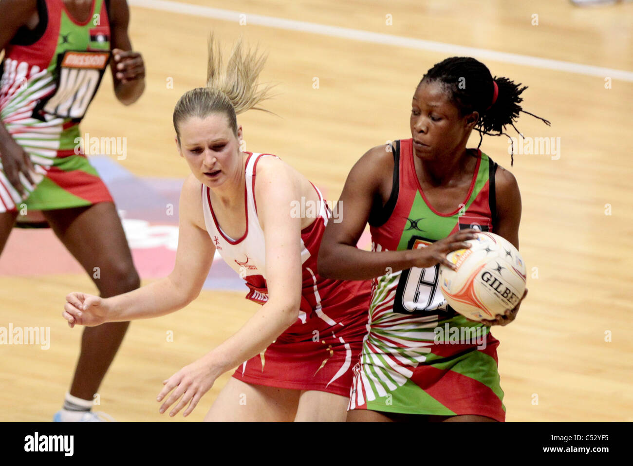 Towera Vimkhumbo of Malawi(right) intercepts the pass to Louisa Brownfield during the Pool D match Stock Photo