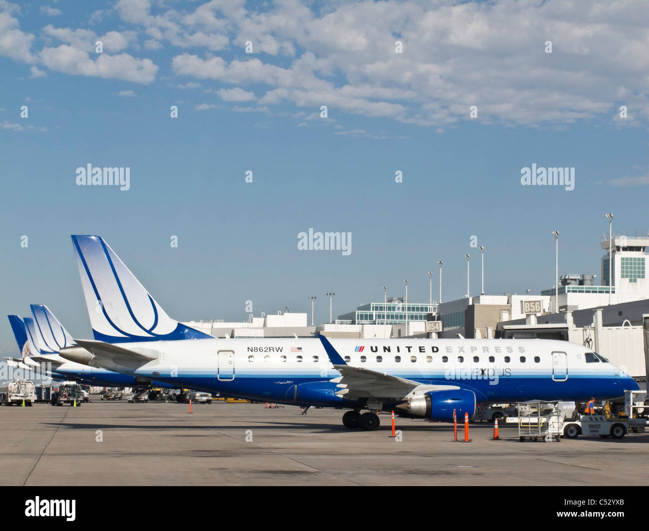 United Aircraft, Airport Gate and Taxi Area Stock Photo