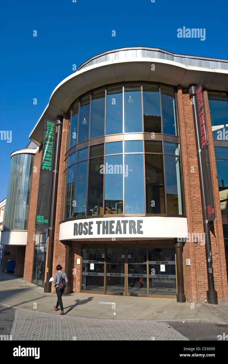 exterior of the rose theatre, kingston upon thames, surrey, england