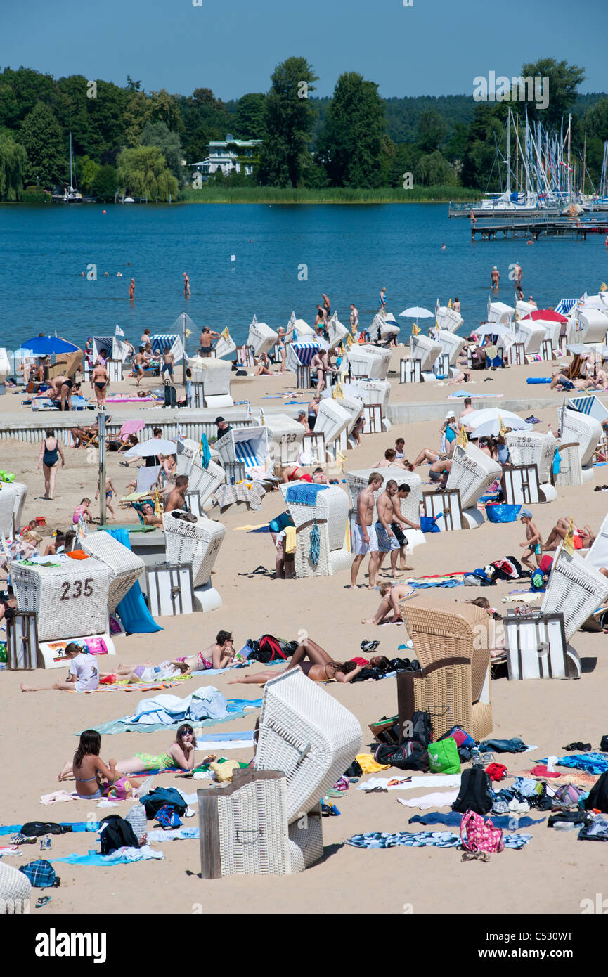 Busy beach at Strandbad in Wannsee in Berlin Germany Stock Photo