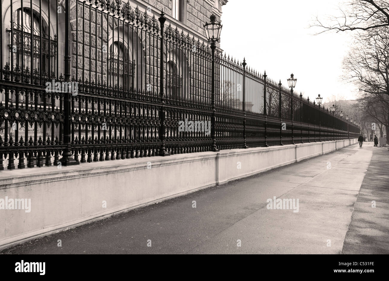 Railings down the side of the Hofburg palace. Vienna, Austria. Stock Photo